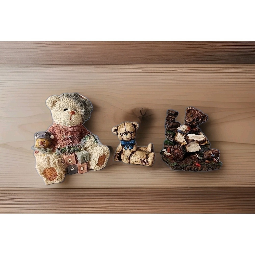 Vintage Set 3 Teddy Bear Figurines‎ 2-K's Collection & 1-Original DIANAmals '86